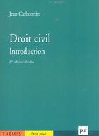 Couverture du livre « Droit civil ; introduction (27e édition) » de Jean Carbonnier aux éditions Puf