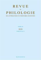 Couverture du livre « Revue de philologie, de litterature et d'histoire anciennes volume 94-2 - fascicule 2 » de Hoffmann Philippe aux éditions Klincksieck