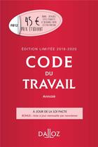 Couverture du livre « Code du travail (édition 2019/2020) » de  aux éditions Dalloz