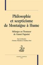 Couverture du livre « Philosophie et scepticisme de montaigne a hume » de Antony Mckenna aux éditions Honore Champion
