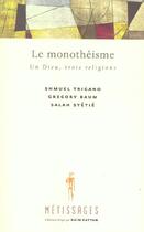 Couverture du livre « Monotheisme » de Baum/Trigano/Stetie aux éditions Fides