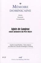Couverture du livre « Agnès de Langeac - Courts mémoires du Père Boyre » de Memoire Dominicaine aux éditions Cerf