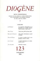 Couverture du livre « Diogene 123 (Juillet-Septembre 1983) » de Collectifs Gallimard aux éditions Gallimard