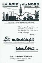 Couverture du livre « Le mensonge reculera... » de Natalis Dumez aux éditions Les Lumieres De Lille