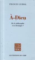 Couverture du livre « A-dieu » de Francis Guibal aux éditions Cerf