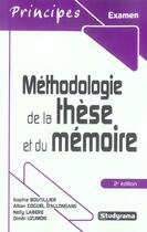 Couverture du livre « Méthodologie de la thèse et du mémoire (2e édition) » de  aux éditions Studyrama