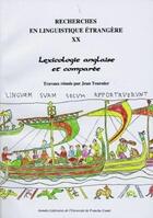 Couverture du livre « Lexicologie anglaise et comparee » de Jean Tournier aux éditions Pu De Franche Comte