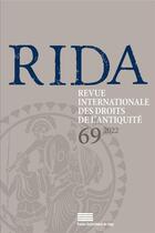 Couverture du livre « Rida 69. revue internationale des droits de l'antiquite » de Gerkens Jean-Francoi aux éditions Pulg