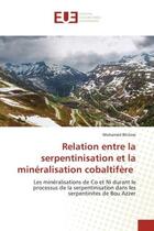 Couverture du livre « Relation entre la serpentinisation et la mineralisation cobaltifere - les mineralisations de co et n » de Bhilisse Mohamed aux éditions Editions Universitaires Europeennes