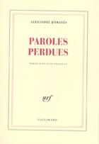 Couverture du livre « Paroles perdues » de Alexandre Romanes aux éditions Gallimard