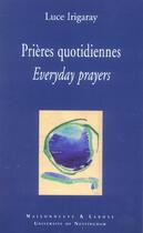 Couverture du livre « Prieres Quotidiennes » de Irigaray L aux éditions Maisonneuve Larose