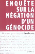 Couverture du livre « Enquete sur negation d'un genocide » de Yves Ternon aux éditions Parentheses