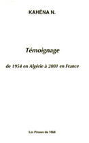 Couverture du livre « Temoignage » de N. Kahena aux éditions Presses Du Midi