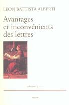 Couverture du livre « Avantages et inconvenients des lettres » de Alberti/L.B. aux éditions Millon