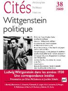 Couverture du livre « REVUE CITES t.38 ; Wittgenstein politique » de Revue Cites aux éditions Puf