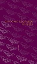 Couverture du livre « Pensées » de Giacomo Leopardi aux éditions Allia