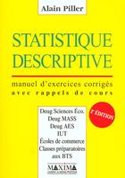 Couverture du livre « Statistique descriptive - 2e ed. - corriges » de Alain Piller aux éditions Maxima