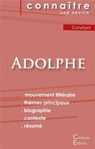 Couverture du livre « Fiche de lecture, Adolphe de Benjamin Constant ; analyse littéraire de référence et résumé complet » de  aux éditions Editions Du Cenacle