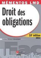 Couverture du livre « Droit des obligations (10e édition) » de Corinne Renault-Brahinsky aux éditions Gualino Editeur