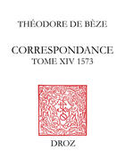 Couverture du livre « Correspondance » de De B Ze Th Odore aux éditions Librairie Droz