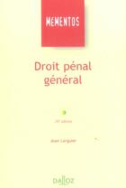 Couverture du livre « Droit Penal General » de Jean Larguier aux éditions Dalloz