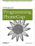 Couverture du livre « 20 Recipes for Programming PhoneGap » de Jamie Munro aux éditions O'reilly Media