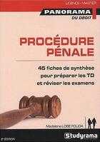 Couverture du livre « Procédure penale (2e édition) » de Madeleine Lobe Fouda aux éditions Studyrama