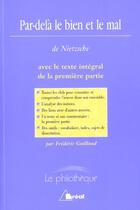 Couverture du livre « Par-delà le bien et le mal, de Nietzsche » de Frederic Guillaud aux éditions Breal