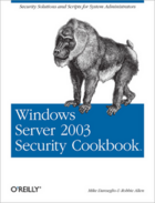 Couverture du livre « Windows Server 2003 ; security cookbook » de Danseglio Mike aux éditions O'reilly Media