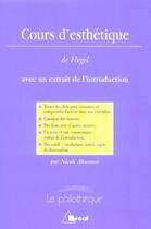 Couverture du livre « Cours d'esthétique, de Hegel » de Nicole Abecassis aux éditions Breal