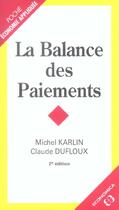 Couverture du livre « Balance Des Paiements (La) » de Dufloux/Karlin aux éditions Economica