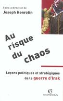 Couverture du livre « Au risque du chaos » de Joseph Henrotin aux éditions Armand Colin