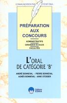 Couverture du livre « Oral de categorie b (l') » de Ass Inst Pro aux éditions Eska