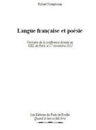 Couverture du livre « Langue française et poésie » de Notenboom Robert aux éditions Editions Du Puits De Roulle