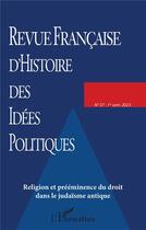 Couverture du livre « Religion et preeminence du droit dans le judaisme antique - vol572023 » de  aux éditions L'harmattan