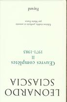 Couverture du livre « Oeuvres completes ii 1971-1983 » de Sciascia-L aux éditions Fayard