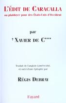 Couverture du livre « L'edit de caracalla » de Xavier De C. aux éditions Fayard