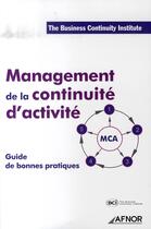 Couverture du livre « Management de la continuité d'activité » de Bci aux éditions Afnor