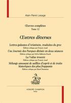 Couverture du livre « Oeuvres complètes t.12 ; oeuvres diverses » de Alain-René Lesage aux éditions Honore Champion