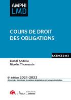 Couverture du livre « Cours de droit des obligations (édition 2021/2022) » de Lionel Andreu et Nicolas Thomassin aux éditions Gualino