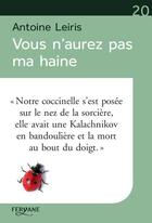 Couverture du livre « Vous n'aurez pas ma haine » de Antoine Leiris aux éditions Feryane