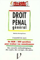 Couverture du livre « Droit penal general » de Herzog-Evans aux éditions Vuibert