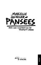 Couverture du livre « Pansées » de Marielle Jacquier et Francois Grand aux éditions Jets D'encre