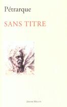 Couverture du livre « Sans titre » de Petrarque aux éditions Millon