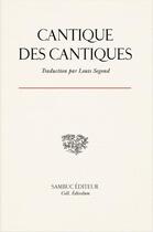 Couverture du livre « Cantique des cantiques » de Anonyme aux éditions Sambuc