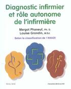 Couverture du livre « Diagnostic infirmier et role autonome de l'infirmiere » de Margot Phaneuf et Louise Grondin aux éditions Cheneliere Mcgraw-hill