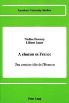 Couverture du livre « A chacun sa france » de Lazar/Dormoy aux éditions Peter Lang