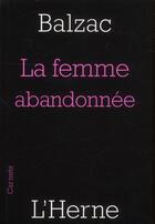 Couverture du livre « La femme abandonnée » de Honoré De Balzac aux éditions L'herne