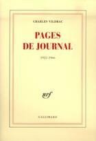 Couverture du livre « Pages de journal - (1922-1966) » de Charles Vildrac aux éditions Gallimard (patrimoine Numerise)