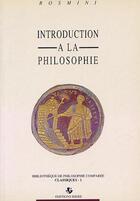 Couverture du livre « Introduction a la philosophie » de Rosmini aux éditions Biere